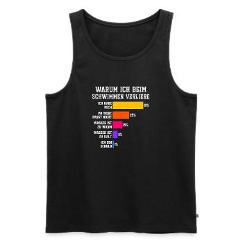 Warum ich beim Schwimmen verliere Schwimmen  - Männer Premium Bio Tank Top - Schwarz - Vorne - AI Model Male 178 light (178cm)