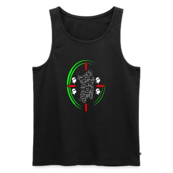 T-shirt souvenir Quattro mori Sardaigne avec carte - Débardeur bio Premium Homme - noir - Devant - AI Model Male 178 light (178cm)