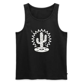 Cactus Serenade Silhouette - Men's Premium Organic Tank Top - black - Front - Michal (187cm)
