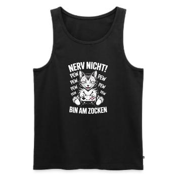 Nerv nicht bin am Zocken Gamer Katze Design - Männer Premium Bio Tank Top - Schwarz - Vorne - AI Model Male 178 light (178cm)
