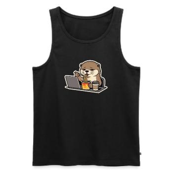 Pause déjeuner Office Otter – Travail & Conception de nouilles - Débardeur bio Premium Homme - noir - Devant - Michal (187cm)