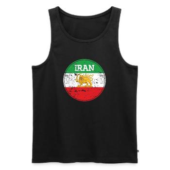 Vintage Iran Lion Emblem Round - Men's Premium Organic Tank Top - black - Front - AI Model Male 178 light (178cm)