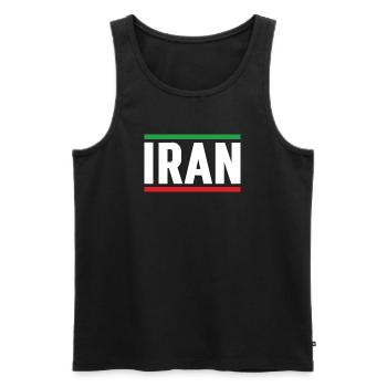 Iran Drapeau Typographie Forte - Débardeur bio Premium Homme - noir - Devant - Michal (187cm)