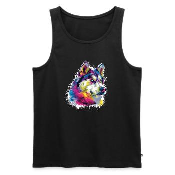 Wolf Animal Art - Men's Premium Organic Tank Top - black - Front - AI Model Male 178 light (178cm)