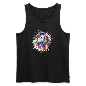  Einhorn Portrait Unicorn - Männer Premium Bio Tank Top - Schwarz - Vorne - Michal (187cm)