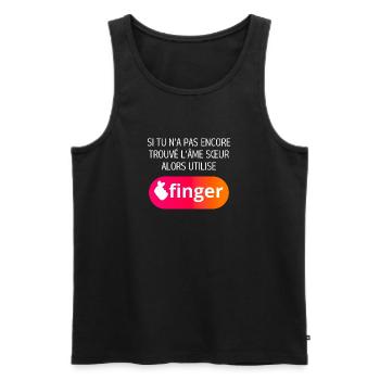 Application finger - Débardeur bio Premium Homme - noir - Devant - AI Model Male 178 light (178cm)