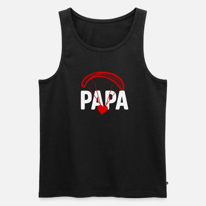 Papa Gleitschirm mit Herz - Männer Premium Bio Tank Top - Schwarz
