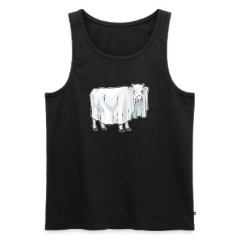 Vache Halloween fantôme - Débardeur bio Premium Homme - noir - Devant - Michal (187cm)