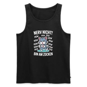 Nerv nicht bin am Zocken Gamer Katze Design - Männer Premium Bio Tank Top - Schwarz - Vorne - AI Model Male 178 light (178cm)