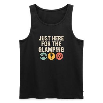 Nur zum Glamping hier - Männer Premium Bio Tank Top - Schwarz - Vorne - AI Model Male 178 light (178cm)