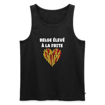 Belge Amoureux des Frites Coeur - Débardeur bio Premium Homme - noir - Devant - Michal (187cm)