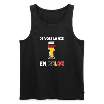 La Vie Belge Verre Bière Stylisé - Débardeur bio Premium Homme - noir - Devant - Michal (187cm)