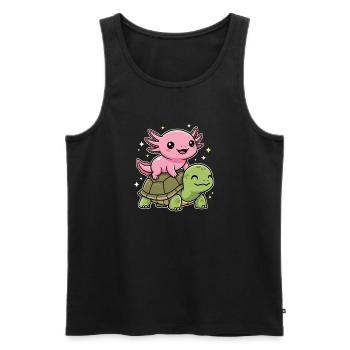 Axolotl and turtle - Men's Premium Organic Tank Top - black - Front - AI Model Male 178 light (178cm)
