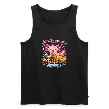 Motif d’amour de l’axolotl pizza - Débardeur bio Premium Homme - noir - Devant - AI Model Male 178 light (178cm)