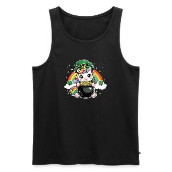 Shamrock Unicorn St Patrick’s Irish - Débardeur bio Premium Homme - noir - Devant - Michal (187cm)