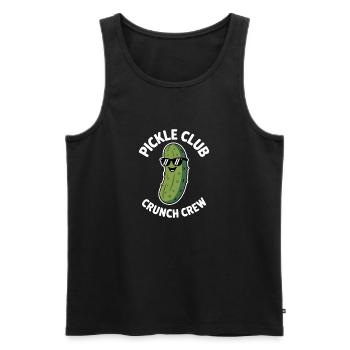 Pickle Club Crunch Crew Cucumber Humor - Men's Premium Organic Tank Top - black - Front - AI Model Male 178 light (178cm)