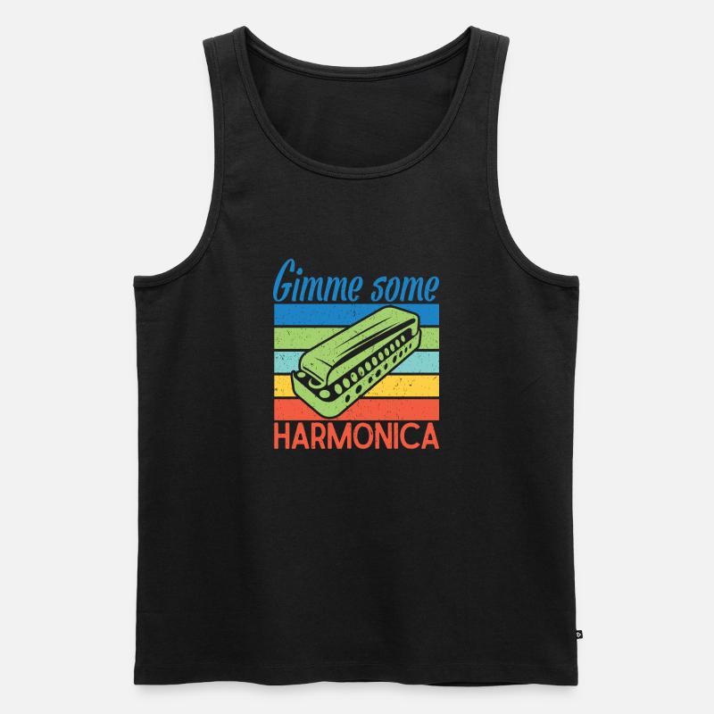 Funny Harmonica Player Gimme Some Harmonica - Männer Premium Bio Tank Top - Schwarz