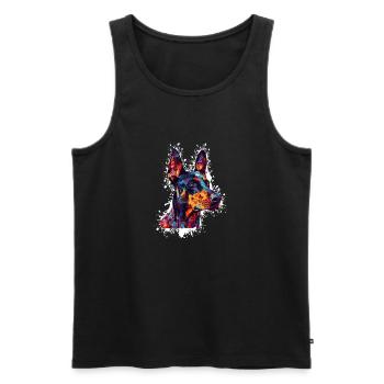 Farbiger Hund Kopf  - Männer Premium Bio Tank Top - Schwarz - Vorne - Michal (187cm)