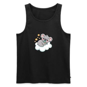 Bébé Koala rêveur sur nuage pastel - Débardeur bio Premium Homme - noir - Devant - AI Model Male 178 light (178cm)