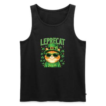 Leprecat St. Patrick's Irish Lucky Cat - Männer Premium Bio Tank Top - Schwarz - Vorne - Michal (187cm)