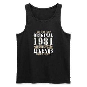 Cadeau rétro rétro vintage vintage d’anniversaire 1981 - Débardeur bio Premium Homme - noir - Devant - Michal (187cm)