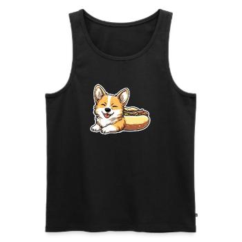 Collant en forme de pain pour hot-dogs Corgi mignon - Débardeur bio Premium Homme - noir - Devant - Michal (187cm)