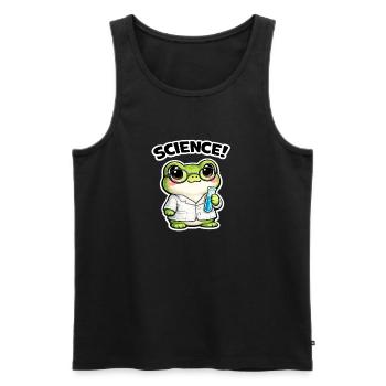 Science frog with glasses - Men's Premium Organic Tank Top - black - Front - AI Model Male 178 light (178cm)