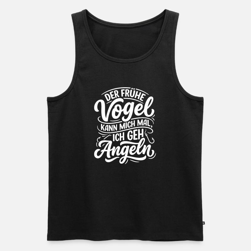 Frühe Vogel Angeln Spruch - Männer Premium Bio Tank Top - Schwarz