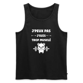 Ich kann nicht, ich bin zu muskulös - Männer Premium Bio Tank Top - Schwarz - Vorne - Michal (187cm)