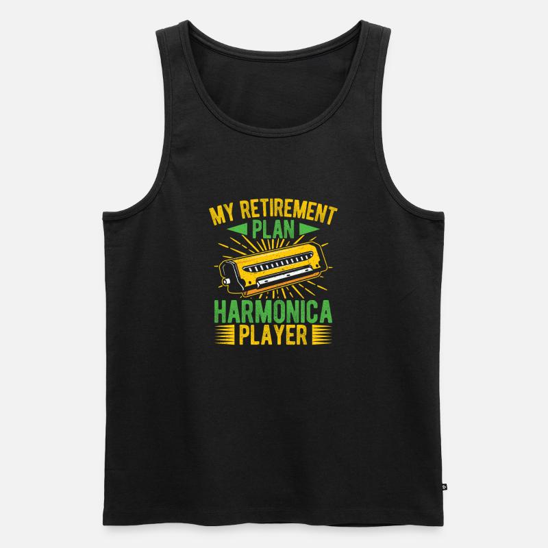 Funny Harmonica Player Retirement Plan Player - Männer Premium Bio Tank Top - Schwarz