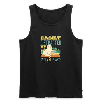 Leicht Ablenkbar Durch Katzen Und Pflanzen - Männer Premium Bio Tank Top - Schwarz - Vorne - Michal (187cm)