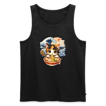 Ramen Nouilles Kawaii Chat Nouilles japonaises - Débardeur bio Premium Homme - noir - Devant - Michal (187cm)