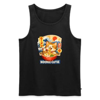 Ramen Noodles Cat Lover Retro Kawaii Cats - Men's Premium Organic Tank Top - black - Front - Michal (187cm)