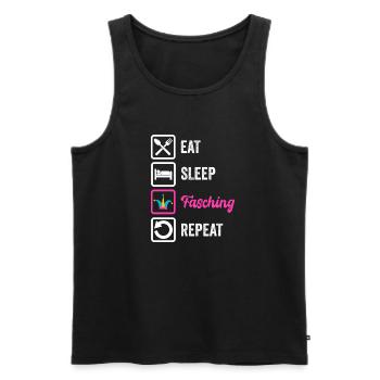 Eat Sleep Fasching Repeat – Helau Spruch - Men's Premium Organic Tank Top - black - Front - AI Model Male 178 light (178cm)