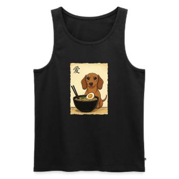 Japanese Ramen Dachshund Noodle Bowl Anime Otaku - Men's Premium Organic Tank Top - black - Front - Michal (187cm)