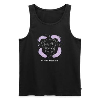 Dessin de lignes d’âmes sœurs de chien - Débardeur bio Premium Homme - noir - Devant - AI Model Male 178 light (178cm)