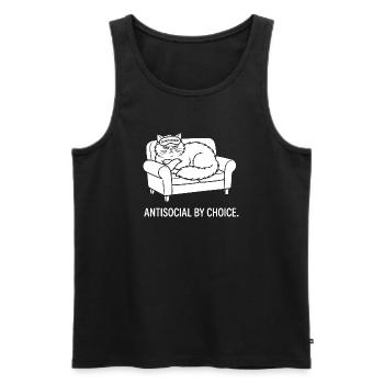 Antisocial by Choice Cat Gift - Men's Premium Organic Tank Top - black - Front - AI Model Male 178 light (178cm)