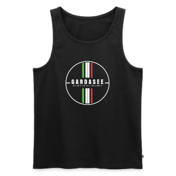 Gardasee Koordinaten - Männer Premium Bio Tank Top - Schwarz - Vorne - AI Model Male 178 light (178cm)
