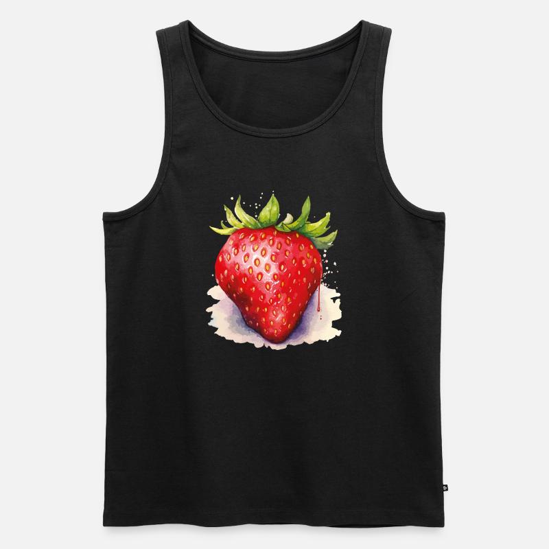 Aquarell Erdbeere  - Männer Premium Bio Tank Top - Schwarz