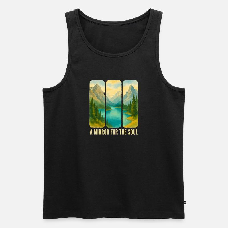 Berglandschafts-Triptychon mit See - Männer Premium Bio Tank Top - Schwarz