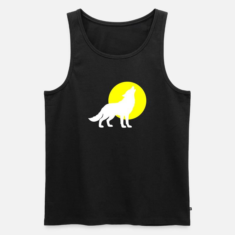 Wolf Silhouette - Männer Premium Bio Tank Top - Schwarz
