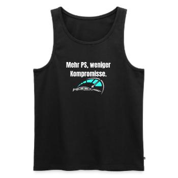 Plus de puissance, moins de compromis – réglage automobile et course - Débardeur bio Premium Homme - noir - Devant - AI Model Male 178 light (178cm)