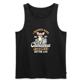 Chihuahua Chihuahueño I Work Hard - Men's Premium Organic Tank Top - black - Front - AI Model Male 178 light (178cm)