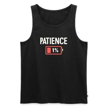 Patience 1% Low Battery Funny Sarcasm - Men's Premium Organic Tank Top - black - Front - AI Model Male 178 light (178cm)