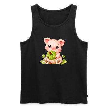 Cute piggy in marzipan look - Men's Premium Organic Tank Top - black - Front - AI Model Male 178 light (178cm)