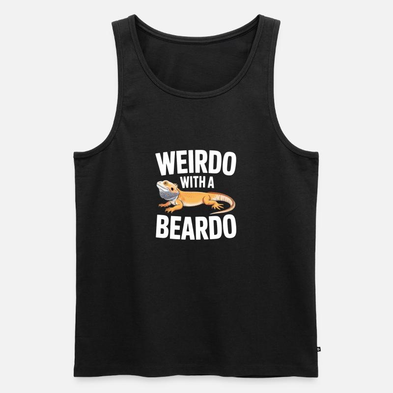 Beardo Lizard Caption Tee - Men's Premium Organic Tank Top - black