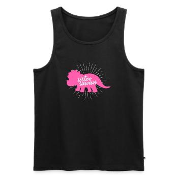 Sistersaurus Funny Sister Dinosaur Triceratops - Men's Premium Organic Tank Top - black - Front - Michal (187cm)