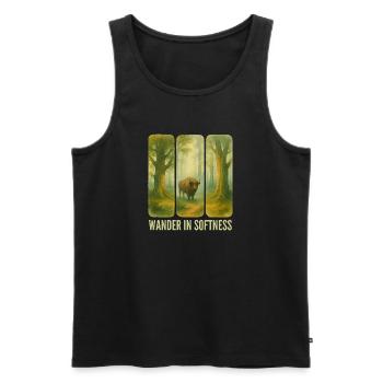 Wandering Bison in the Forest - Men's Premium Organic Tank Top - black - Front - AI Model Male 178 light (178cm)