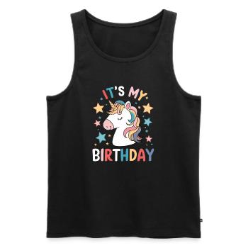 Es ist meine Geburtstags-süße Einhornparty - Männer Premium Bio Tank Top - Schwarz - Vorne - Michal (187cm)