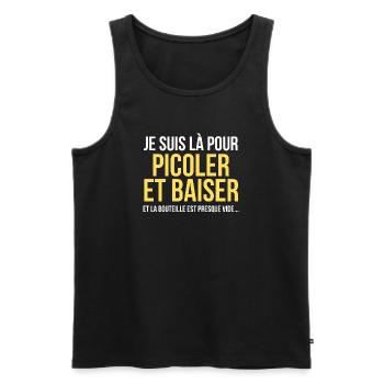 Picoler Baiser Humour Adulte - Débardeur bio Premium Homme - noir - Devant - Michal (187cm)